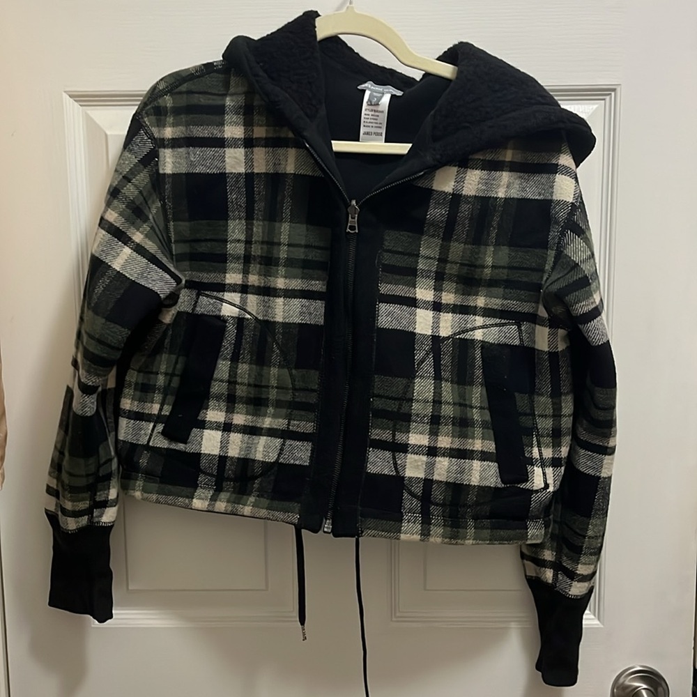 Women’s cropped plaid hoodie jacket by James Perse - Picture 4 of 5